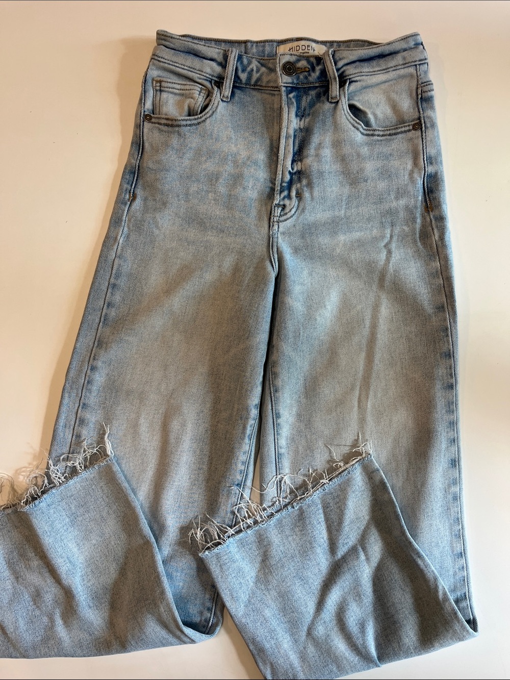 Hidden Jeans High-Rise Light Blue Cropped Raw-Hem wide leg Jeans